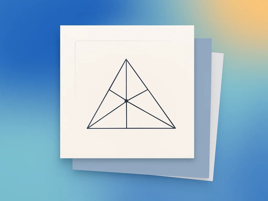Carte de la leçon sur les droites remarquables du triangle en 1AC : un triangle traversé par trois droites issues de ses sommets, qui se croisent toutes en un même point.