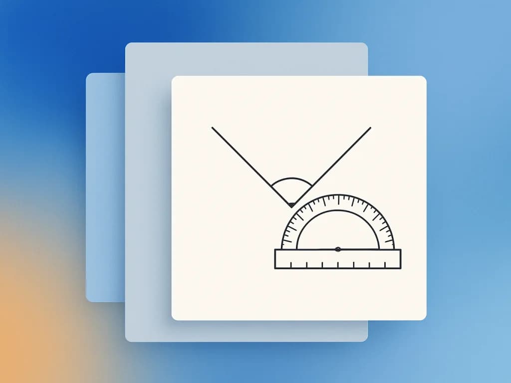 Carte de la leçon sur les angles en 1AC : deux demi-droites issues d'un même sommet, un arc tracé entre elles et un rapporteur gradué posé sur ce sommet.